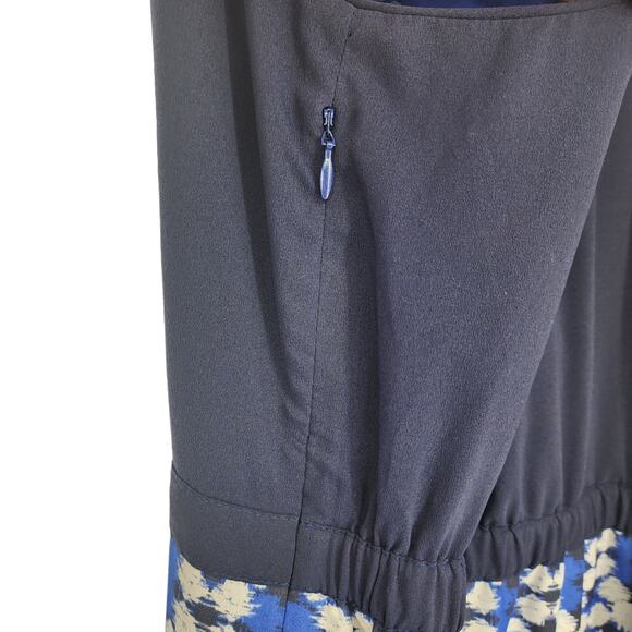 J. Crew Maxi Halter Neckline Sleeveless Navy Blue and White Dress Size 14 - Picture 5 of 6